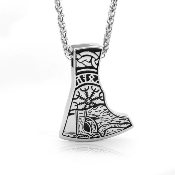 dropshiping new arrival stainless steel viking mjolnir rune and axe pendant necklace men gift, Silver
dropshiping new arrival stainless steel viking mjolnir rune and axe pendant necklace men gift, Silver
