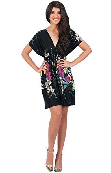 koh koh womens floral print summer kimono sleeve v-neck beach mini dress, Black;gray
koh koh womens floral print summer kimono sleeve v-neck beach mini dress, Black;gray