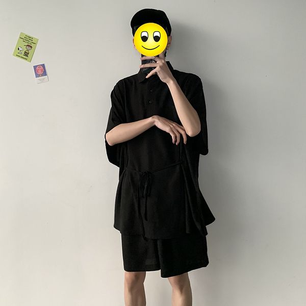 new men 2 pieces sets suits shirt shorts summer male vintage short sleeve loose pullover casual japan streetwear shirt, White;black
new men 2 pieces sets suits shirt shorts summer male vintage short sleeve loose pullover casual japan streetwear shirt, White;black