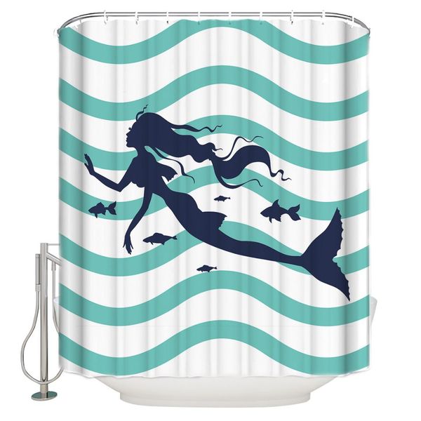 mermaid on a blue wavy background polyester hook shower curtain for bathroom decoration
mermaid on a blue wavy background polyester hook shower curtain for bathroom decoration