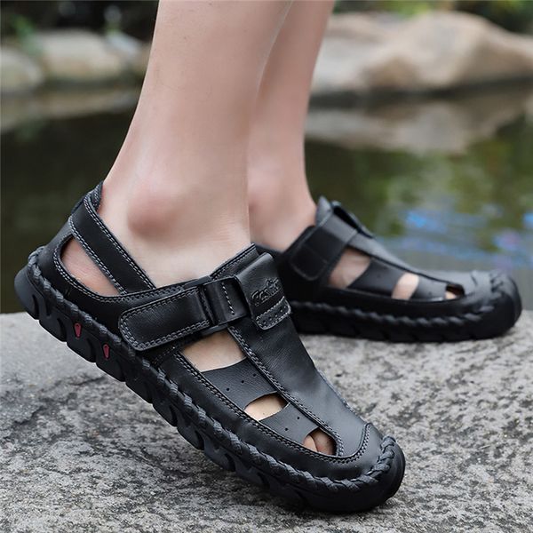 men's summer casual leather sandals breathable tide outdoor beach shoes, Black
men's summer casual leather sandals breathable tide outdoor beach shoes, Black