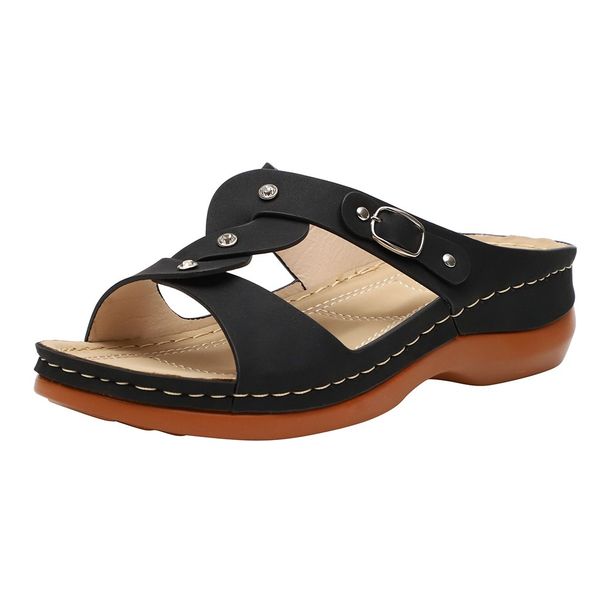 women summer buckle strap wedges beach open toe fisherman casual breathable sandals fashion flat slippers shoes x1211, Black
women summer buckle strap wedges beach open toe fisherman casual breathable sandals fashion flat slippers shoes x1211, Black