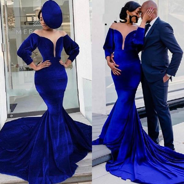 elegant royal blue long sleeves velvet evening dresses 2020 african court train sheer neckline plus size prom gowns formal dress, Black
elegant royal blue long sleeves velvet evening dresses 2020 african court train sheer neckline plus size prom gowns formal dress, Black