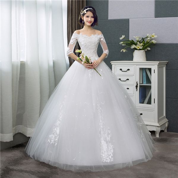 half sleeve floral print ball gown wedding dress 2020 new fashion estidos de noivas, White
half sleeve floral print ball gown wedding dress 2020 new fashion estidos de noivas, White