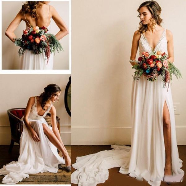 a line wedding dresses deep v neck custom made slit boho bridal gowns garden robe de mariage 2020 vestido de novia, White
a line wedding dresses deep v neck custom made slit boho bridal gowns garden robe de mariage 2020 vestido de novia, White