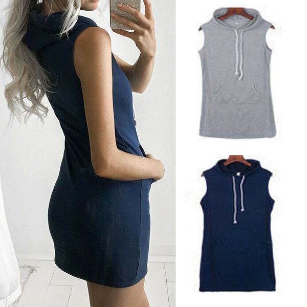 new style women sleeveless hoodie sweatshirt with hat sheath jumper pocket pure color summer mini dress fashion hot, Black;gray
new style women sleeveless hoodie sweatshirt with hat sheath jumper pocket pure color summer mini dress fashion hot, Black;gray