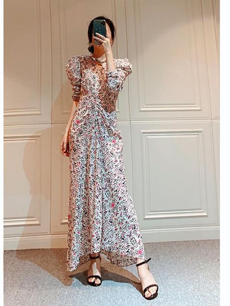 casual dresses women's retro pleated waist design midi dress v-neck puff sleeve asymmetry flower printing, Black;gray
casual dresses women's retro pleated waist design midi dress v-neck puff sleeve asymmetry flower printing, Black;gray