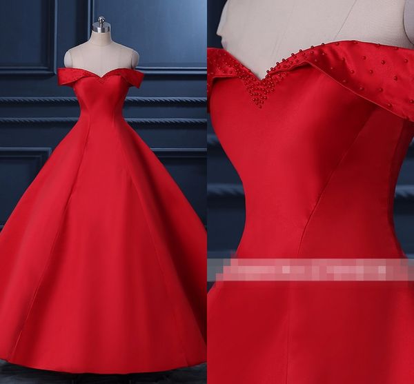 red off the shoulder prom formal dresses 2019 pearls satin backless lace-up ball gown sweet 16 dress quinceaner vestido de novia evening, Black
red off the shoulder prom formal dresses 2019 pearls satin backless lace-up ball gown sweet 16 dress quinceaner vestido de novia evening, Black