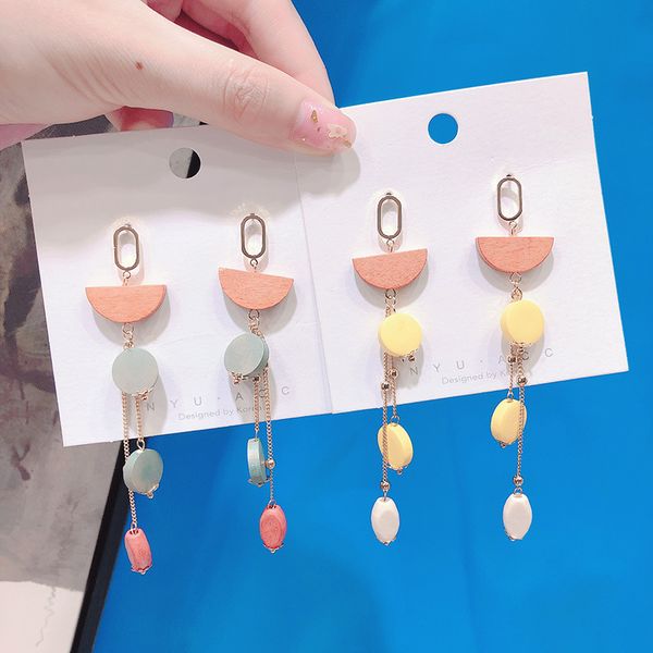 vintage temperament long wood geometric round tassel silver needle earrings fashion personality girl women's jewelry accessories
vintage temperament long wood geometric round tassel silver needle earrings fashion personality girl women's jewelry accessories