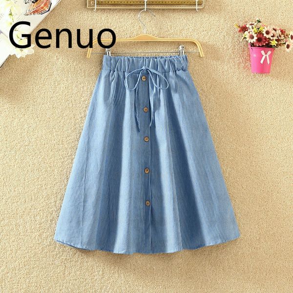 high waist skirt casual striped bow denim women solid color long skirt female elegant big hem casual button jean, Black
high waist skirt casual striped bow denim women solid color long skirt female elegant big hem casual button jean, Black