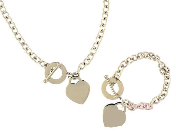 2019 gold thick chian single gold heart plate single ring stainless steel pendant necklaces and bracelet suit with box and dastbag, Silver
2019 gold thick chian single gold heart plate single ring stainless steel pendant necklaces and bracelet suit with box and dastbag, Silver