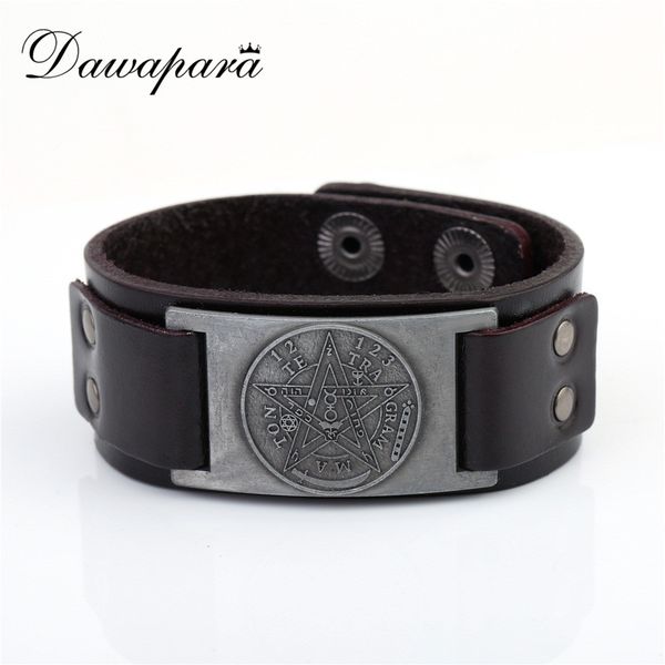 dawapara wicca sigil studded pentagram charm leather cuff wristband punk bracelets & bangles drop shipping, White
dawapara wicca sigil studded pentagram charm leather cuff wristband punk bracelets & bangles drop shipping, White
