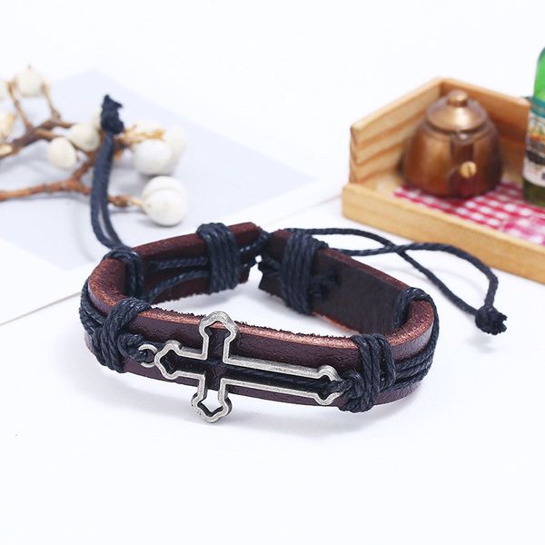 luxury temperament silver christian cross jesus adjustable bracelets brown black cowhide genuine leather rope women men friend jewelry gifts, Golden;silver
luxury temperament silver christian cross jesus adjustable bracelets brown black cowhide genuine leather rope women men friend jewelry gifts, Golden;silver