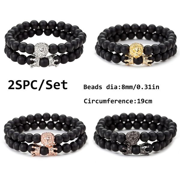 2pcs 8mm women men crown lion bracelet beads bracelets fordistance bracelets lovers couples matching gift matte bead stone gift, Black
2pcs 8mm women men crown lion bracelet beads bracelets fordistance bracelets lovers couples matching gift matte bead stone gift, Black
