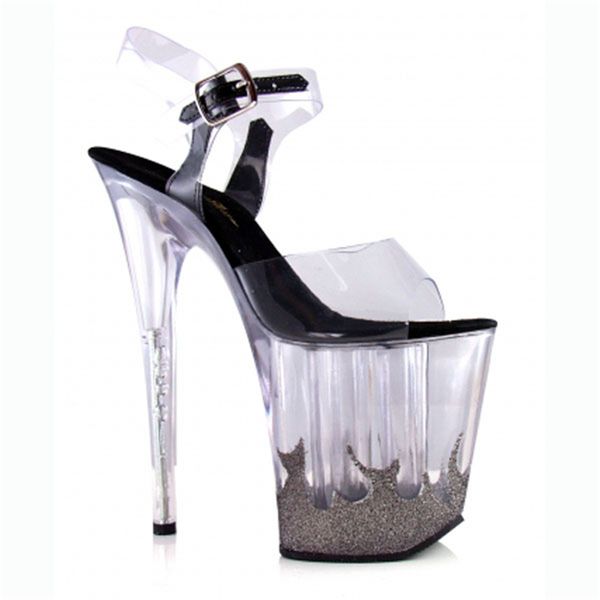 crystal shoes transparent waterproof table super high heel cool sandal slippers super stable thin heel wedding dress night shoes, Black
crystal shoes transparent waterproof table super high heel cool sandal slippers super stable thin heel wedding dress night shoes, Black