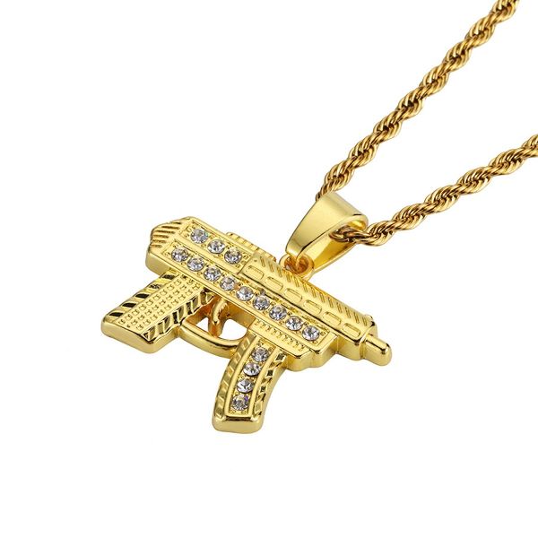 fashion hip hop submachine gun pendant necklace stainless steel jewelry men silver gold color chain rhinestone design punk necklace for mens
fashion hip hop submachine gun pendant necklace stainless steel jewelry men silver gold color chain rhinestone design punk necklace for mens