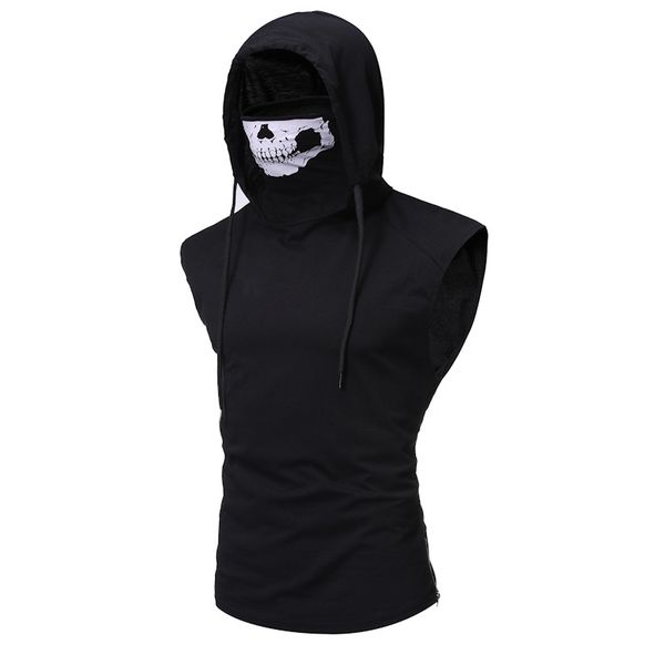 male youth leisure fashion slim fit hedging sleeveless hoodie print fiber polyester cotton men's hooded outwear masked, Black
male youth leisure fashion slim fit hedging sleeveless hoodie print fiber polyester cotton men's hooded outwear masked, Black
