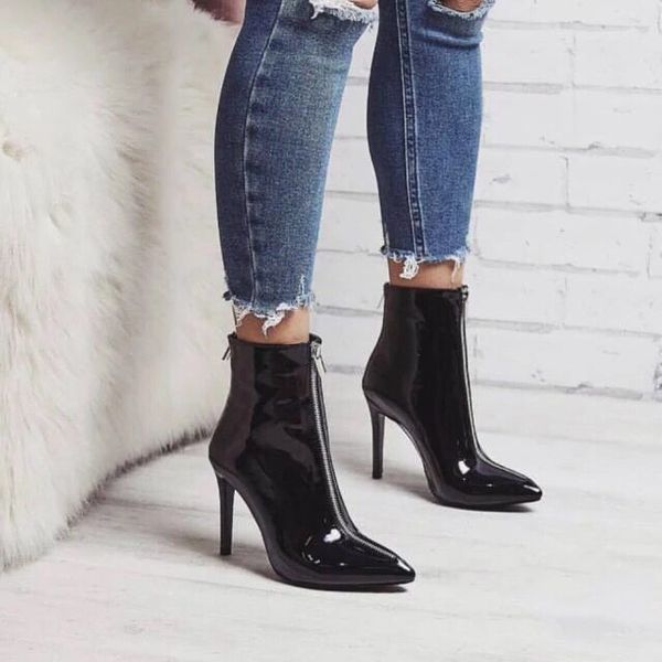 mature leisure womens boots ankle short pointed toe thin heels vintage boots high pu winter big size shoes, Black
mature leisure womens boots ankle short pointed toe thin heels vintage boots high pu winter big size shoes, Black
