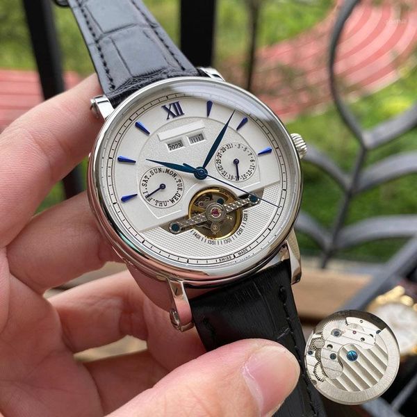men watches automati movement 41mm*11mm leather strape watches watch male clock1, Slivery;brown
men watches automati movement 41mm*11mm leather strape watches watch male clock1, Slivery;brown