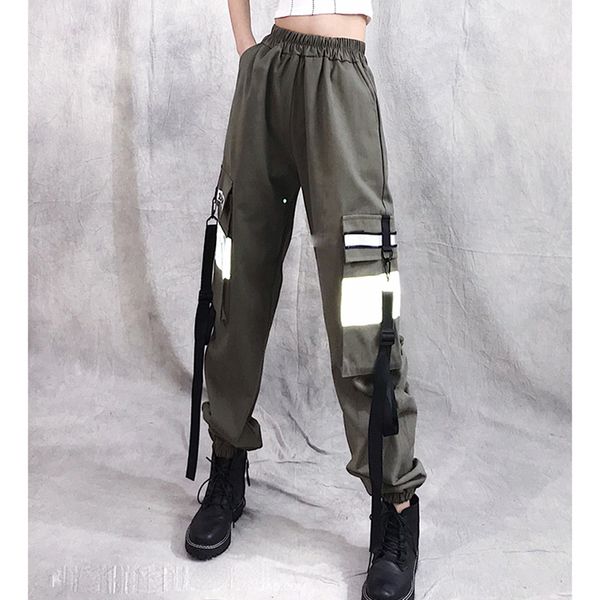 big pocket reflective cargo pants slim high waist female casual pants spring new women loose straight trousers, Black;white
big pocket reflective cargo pants slim high waist female casual pants spring new women loose straight trousers, Black;white