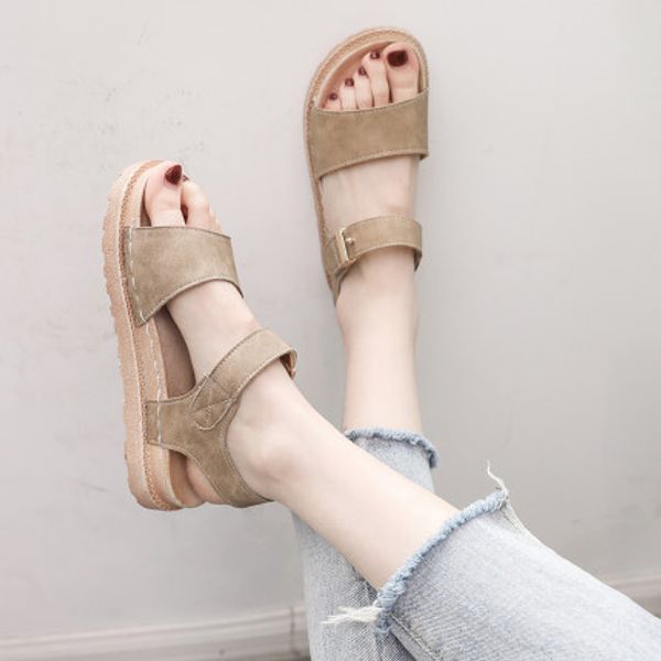 2020 summer new open-toed beach shoes hong kong style flat bottom student wild thick-soled sponge cake women's shoes, Black
2020 summer new open-toed beach shoes hong kong style flat bottom student wild thick-soled sponge cake women's shoes, Black