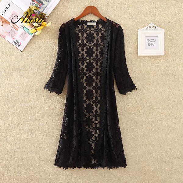 outerwear women 2018 half sleeve lace open stitch fashion hollow thin crochet jackets korean female medium long casual shaw coat, Black;brown
outerwear women 2018 half sleeve lace open stitch fashion hollow thin crochet jackets korean female medium long casual shaw coat, Black;brown