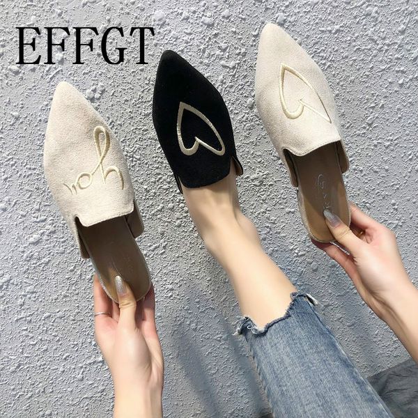 effgt 2019 spring women shoes slippers flock letter female mules fashion low heels pointed toe sandals elegant woman slipper, Black
effgt 2019 spring women shoes slippers flock letter female mules fashion low heels pointed toe sandals elegant woman slipper, Black