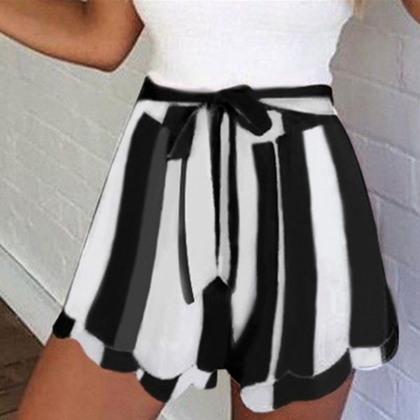 women fashion lotus leaf edge striped shorts casual high waist belted drawstring loose short feminino, White;black
women fashion lotus leaf edge striped shorts casual high waist belted drawstring loose short feminino, White;black