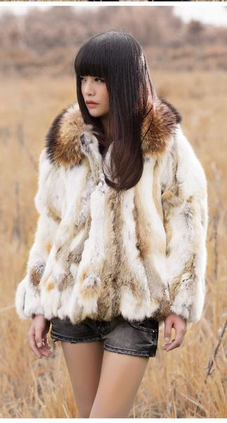 real genuine natural fur coat with raccoon fur collar women's fashion jacket outwear custom any size, Black
real genuine natural fur coat with raccoon fur collar women's fashion jacket outwear custom any size, Black