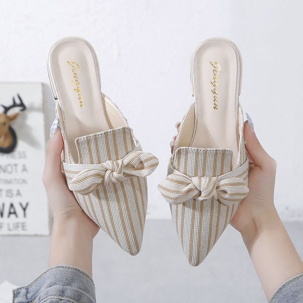 women's slippers pointed toe shoes woman butterfly stripes low heels women fashion female mules ladies elegant sandalias mujer, Black
women's slippers pointed toe shoes woman butterfly stripes low heels women fashion female mules ladies elegant sandalias mujer, Black