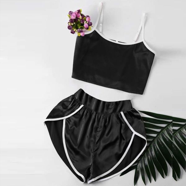 fashion pajamas for women plus size cute lingerie girl black sleepwear loose shorts set pajamas a70, Blue;gray
fashion pajamas for women plus size cute lingerie girl black sleepwear loose shorts set pajamas a70, Blue;gray