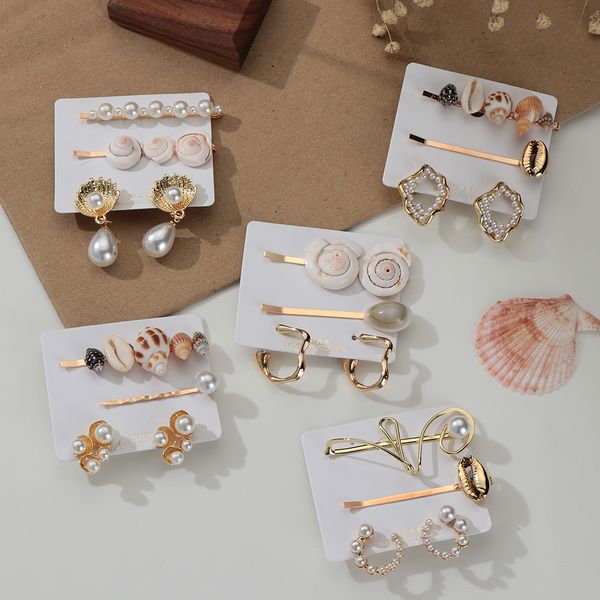 1set conch sea shell starfish hair clip&earrings set sweet geometric pearl hairpins&earrings ladies beach fashion jewelry, Golden;white
1set conch sea shell starfish hair clip&earrings set sweet geometric pearl hairpins&earrings ladies beach fashion jewelry, Golden;white