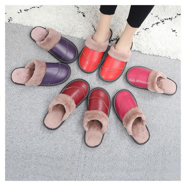 autumn and winter home indoor slippers leather home non-slip soft bottom slippers men's couple warm cotton women, Black
autumn and winter home indoor slippers leather home non-slip soft bottom slippers men's couple warm cotton women, Black