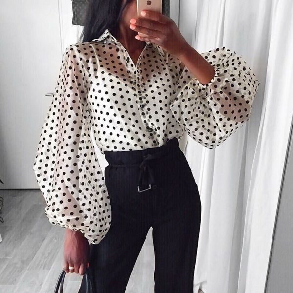 new women blouse puff sleeve polka dot ladies blouse shirts see through ladies shirts and blouses womens clothing, White
new women blouse puff sleeve polka dot ladies blouse shirts see through ladies shirts and blouses womens clothing, White