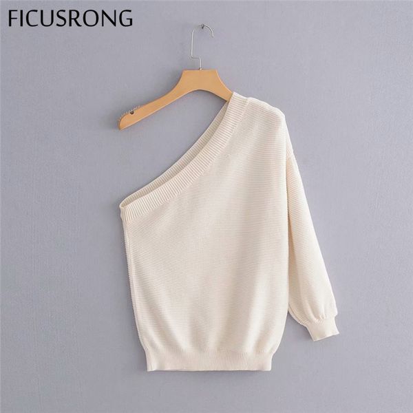 one shoulder women knitted sweater pullover beige o neck casual sweaters wrist sleeve fashion sweater women ficusrong, White;black
one shoulder women knitted sweater pullover beige o neck casual sweaters wrist sleeve fashion sweater women ficusrong, White;black