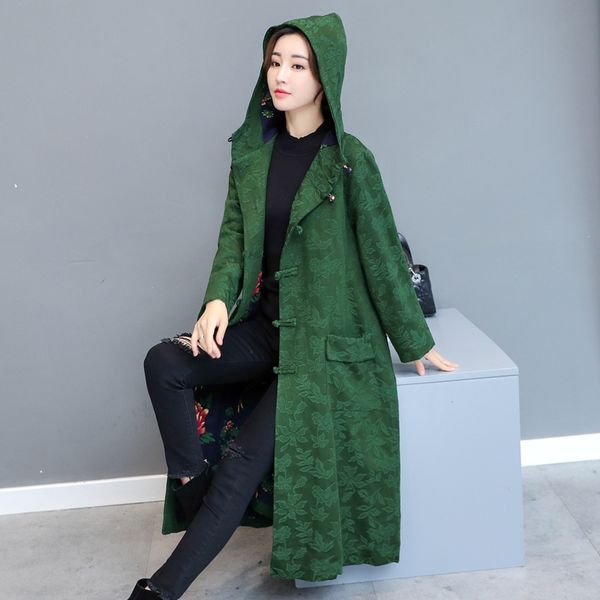 2019 autumn winter new women's thick jacquard cotton linen hooded frog cardigan long trench women coat jacket, Tan;black
2019 autumn winter new women's thick jacquard cotton linen hooded frog cardigan long trench women coat jacket, Tan;black
