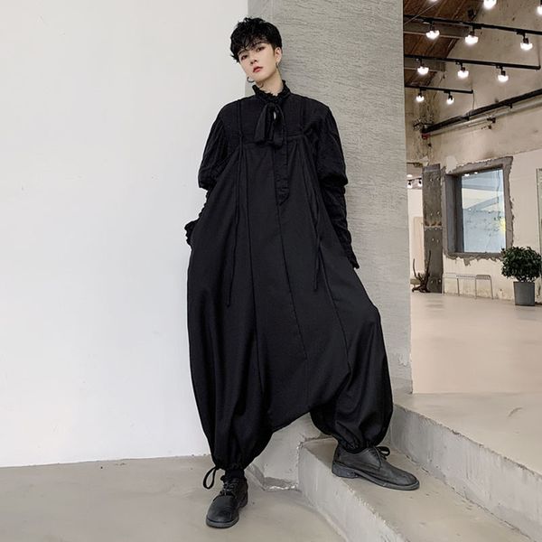 men loose casua bib cross pants overalls male japan retro fashion streetstyle loose harem pant jumpsuit, Black
men loose casua bib cross pants overalls male japan retro fashion streetstyle loose harem pant jumpsuit, Black