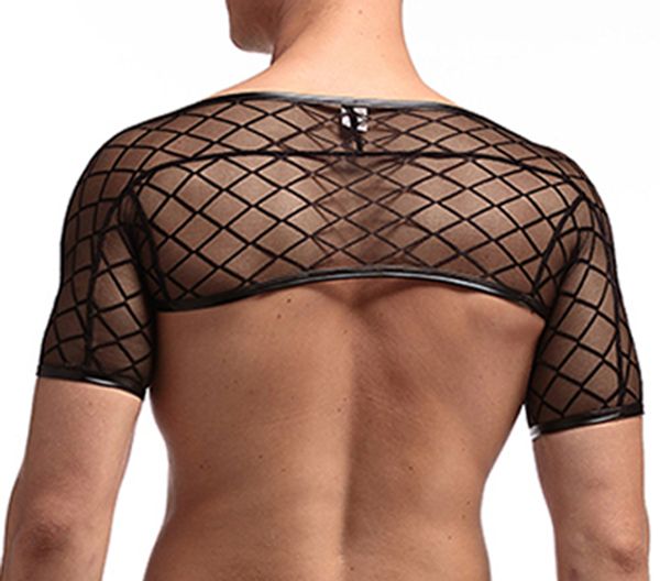 mesh crop tank men' fishnet singlet plaid tank short sleeve half vest transparent compression undershirts, White;black
mesh crop tank men' fishnet singlet plaid tank short sleeve half vest transparent compression undershirts, White;black