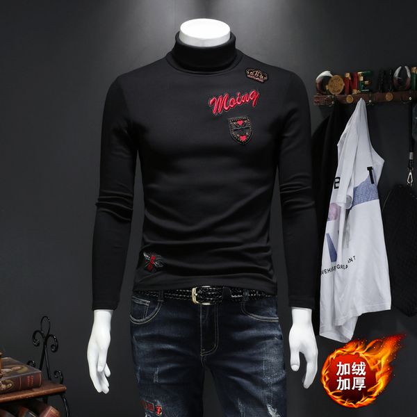 turtleneck men's t-shirt long-sleeved patch plus velvet thick warm warm shirt shirt winter new youth handsome bottoming shirt, White;black
turtleneck men's t-shirt long-sleeved patch plus velvet thick warm warm shirt shirt winter new youth handsome bottoming shirt, White;black