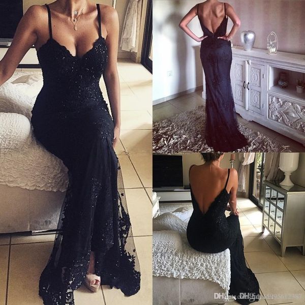 backless lace dresses evening wear 2019 black spaghetti straps beaded mermaid style prom gowns long party dress 383, Black;red
backless lace dresses evening wear 2019 black spaghetti straps beaded mermaid style prom gowns long party dress 383, Black;red
