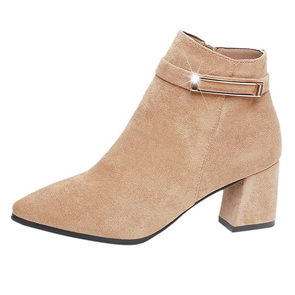 belt buckle ankle boots for women british style flock pointed side zipper high heel short-tube boots chaussures femme, Black
belt buckle ankle boots for women british style flock pointed side zipper high heel short-tube boots chaussures femme, Black
