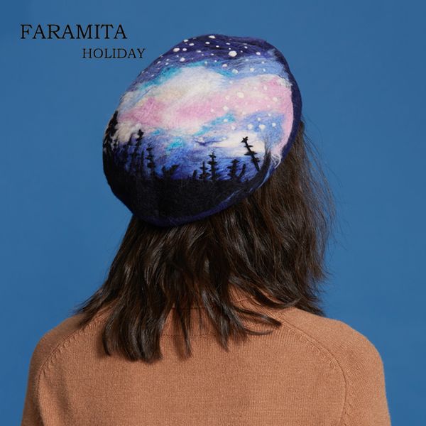 faramita holiday corcovado quiet night fall warm wool women beret hand made paintings girls hat winter originality caps manual, Blue;gray
faramita holiday corcovado quiet night fall warm wool women beret hand made paintings girls hat winter originality caps manual, Blue;gray