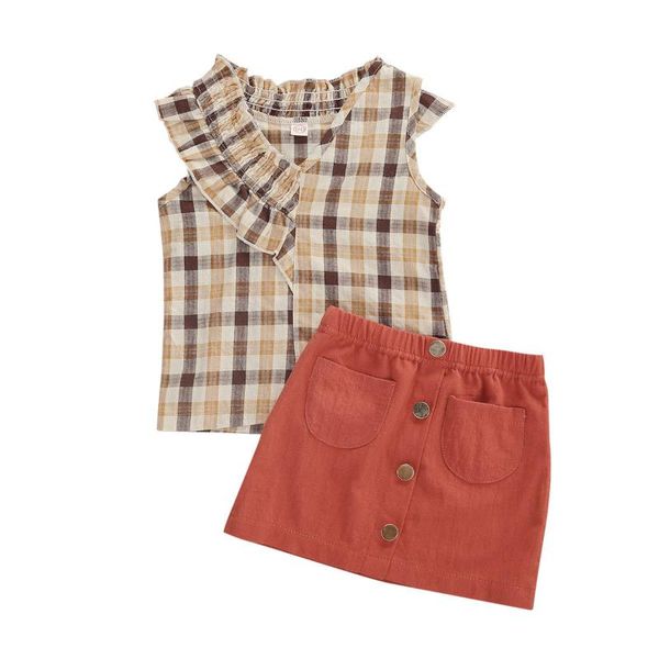 2020 baby summer clothing boutique toddler girl clothes brown plaid sleeveless ruffles t-shirts+pocket skirts 2pcs outfits 2-6y, White
2020 baby summer clothing boutique toddler girl clothes brown plaid sleeveless ruffles t-shirts+pocket skirts 2pcs outfits 2-6y, White