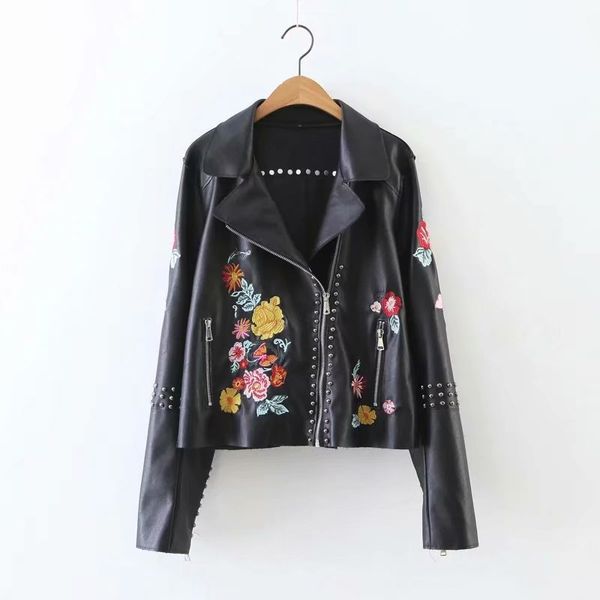 women autumn pu leather jacket 2019 fashion girls ladies embroidery rivet zipper elegant female winter autumn cool biker jackets, Black;white
women autumn pu leather jacket 2019 fashion girls ladies embroidery rivet zipper elegant female winter autumn cool biker jackets, Black;white