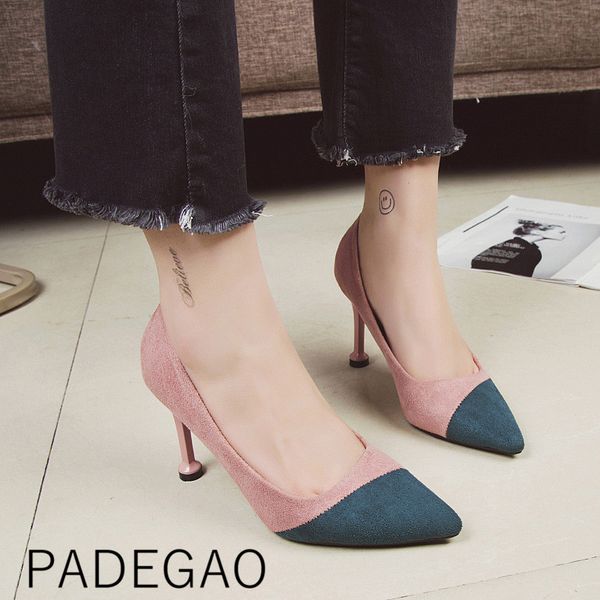 2019 new arrival women high heel patchwork shoes flock pointed toe slip-on casual shoes, Black
2019 new arrival women high heel patchwork shoes flock pointed toe slip-on casual shoes, Black