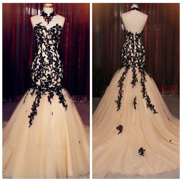 sheer high neck slim mermaid prom dresses tulle open back with black lace appliques ladies evening party gowns sleeveless special gowns
sheer high neck slim mermaid prom dresses tulle open back with black lace appliques ladies evening party gowns sleeveless special gowns