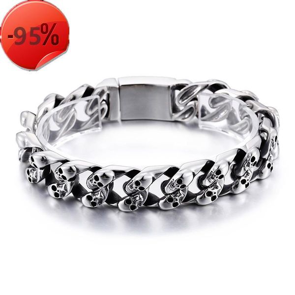 fashionable titanium men personality skull bracelet domineering trendy mens bracelets jewelry weight 75g length 215mm high-grade box, Black
fashionable titanium men personality skull bracelet domineering trendy mens bracelets jewelry weight 75g length 215mm high-grade box, Black