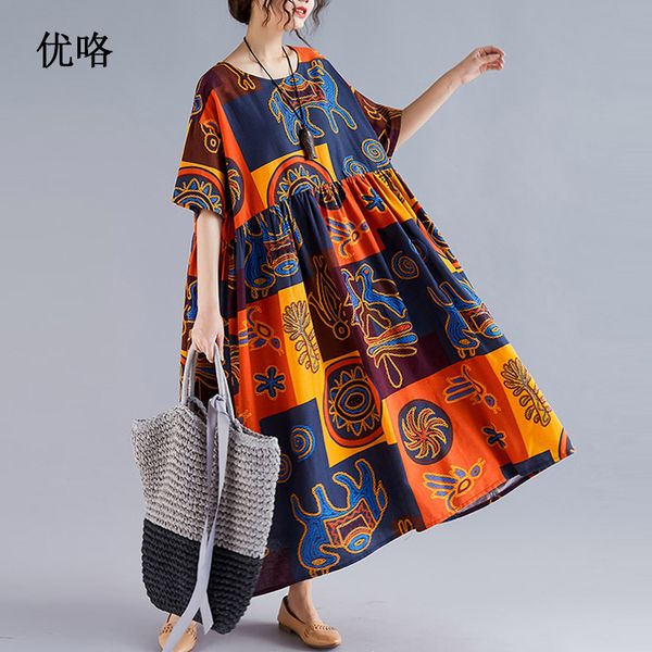 women summer ethnic printed dress vintage cotton robe plus size linen big swing dress loose casual long dresses 4xl 5xl 6xl 2019, Black;gray
women summer ethnic printed dress vintage cotton robe plus size linen big swing dress loose casual long dresses 4xl 5xl 6xl 2019, Black;gray