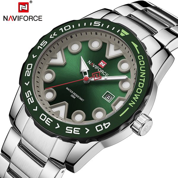 naviforce new men's steel strap watch mens quartz clock date sport waterproof wrist watches relogio masculino, Slivery;brown
naviforce new men's steel strap watch mens quartz clock date sport waterproof wrist watches relogio masculino, Slivery;brown