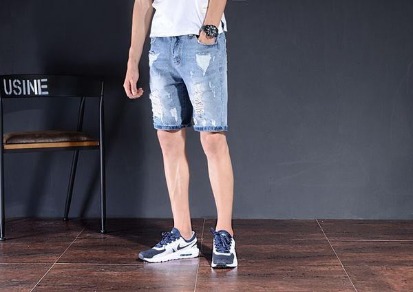 fashion men's brand denim shorts summer europe and the united states trend brand design hole fashion shorts, Blue
fashion men's brand denim shorts summer europe and the united states trend brand design hole fashion shorts, Blue
